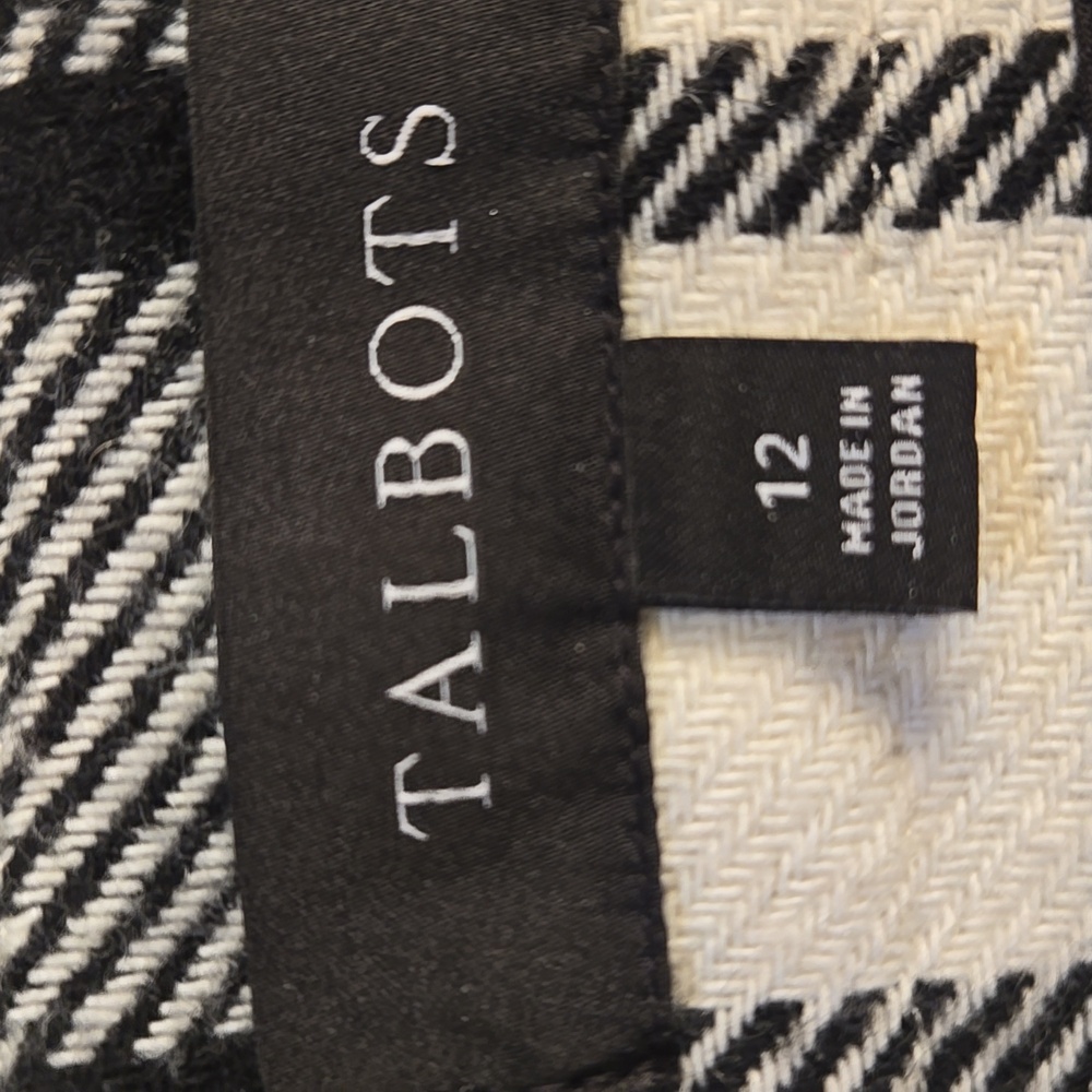 Talbot's Black/Creamy White Fringed Wool Blend Pencil Skirt - Picture 8 of 10